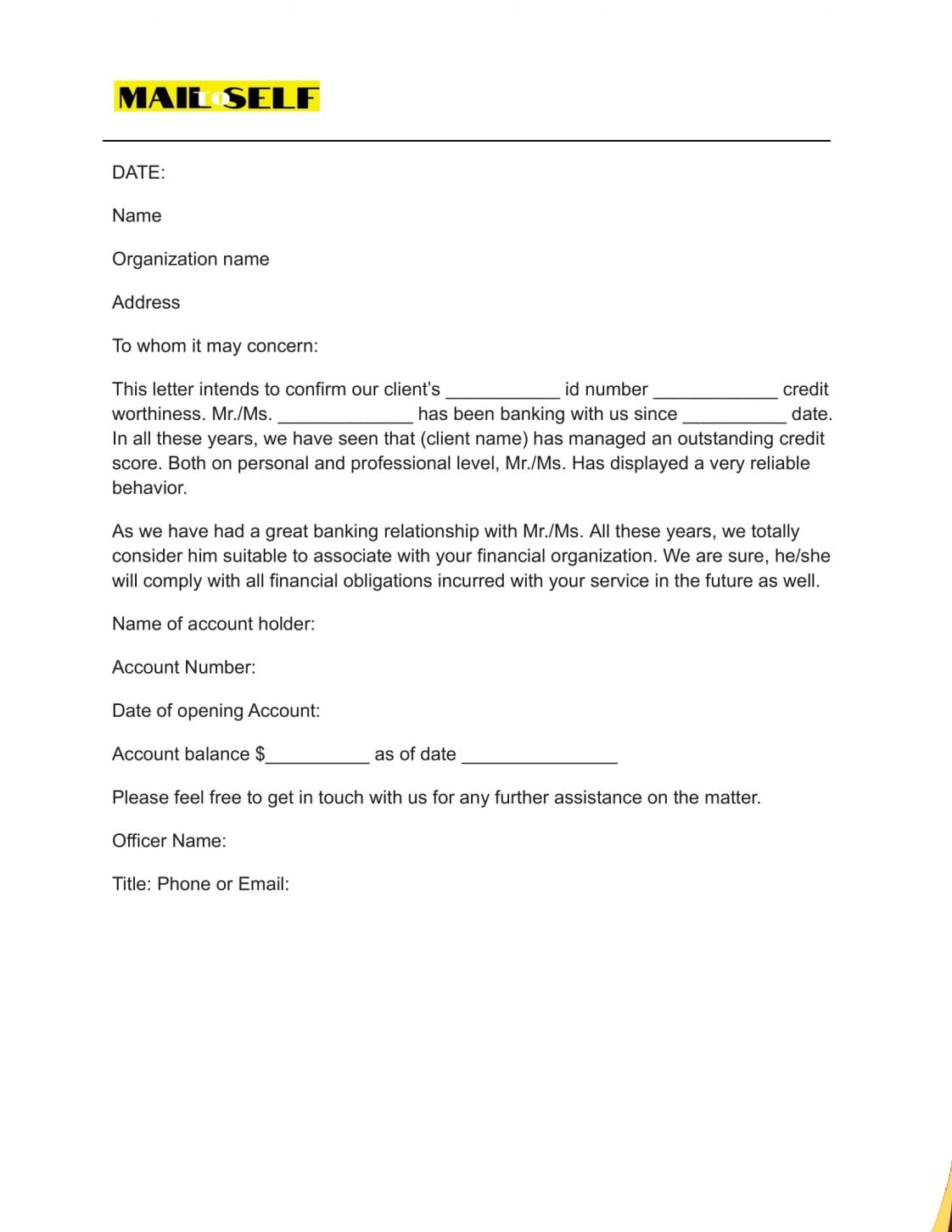 Credit Reference Letter for Banks: How To, Templates & Examples | Mail ...