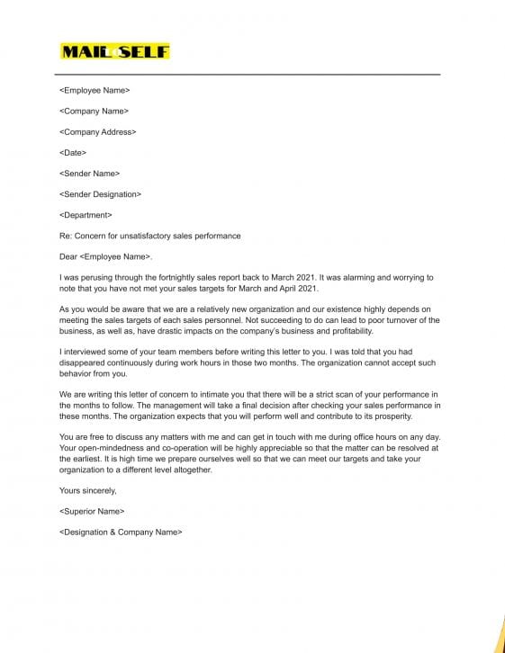 Letter Of Concern How To, Templates & Examples Mail To Self