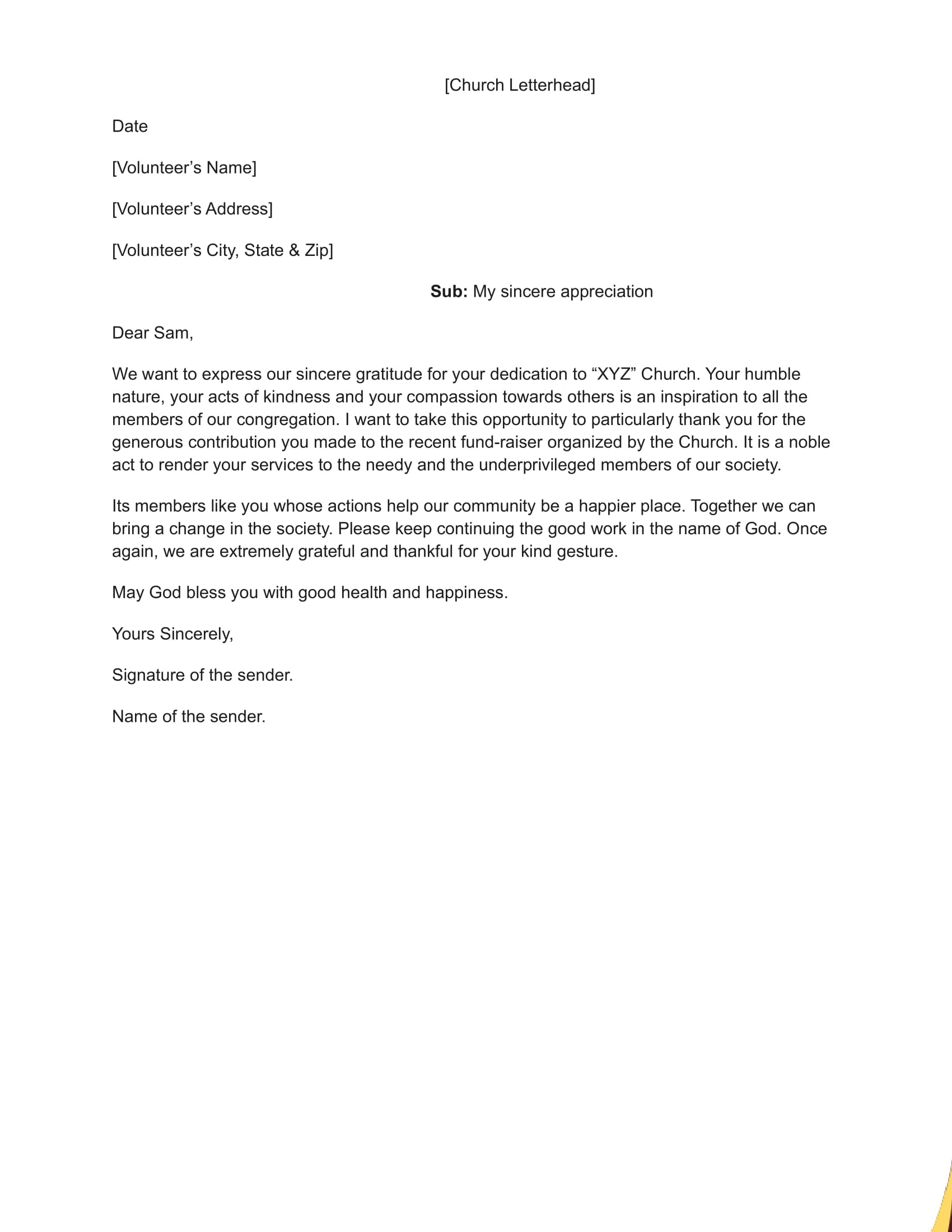 Thank You Letter To Church Volunteers: How To, Templates & Examples ...