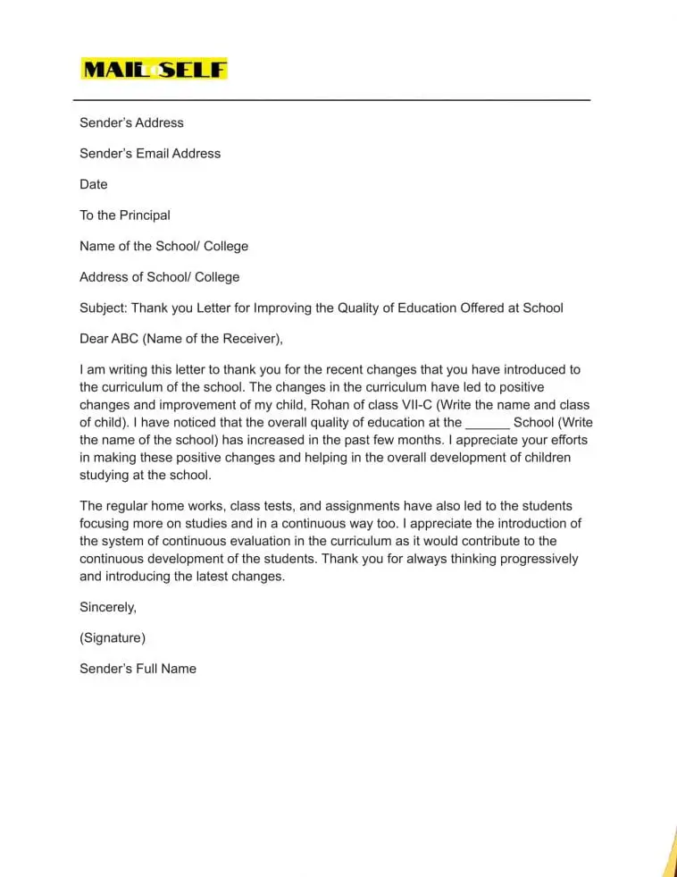 Thank You Letter to Your School Principal as a Parent: How to ...