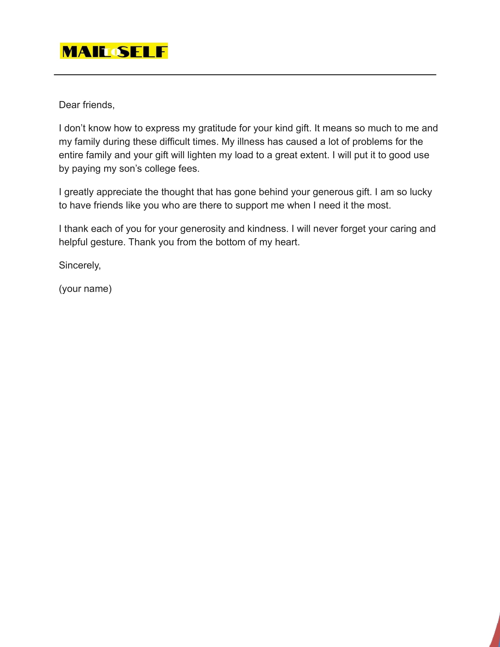 Thank You Letter After Receiving Money How To Templates Examples 